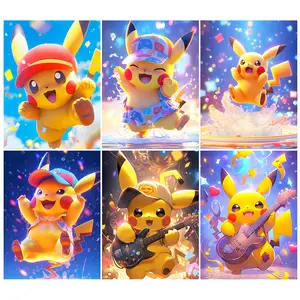 Kawaii Pokemon Pikachu Painting Diamond Drawing Sticker Frame Kids Handmade  Kits Art Diy Diamond Drawing Patch Gift For Children - AliExpress