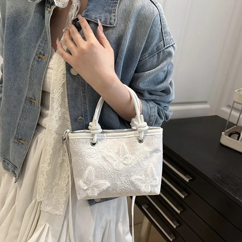 Creative Lace Shoulder Bags Elegant Handbags Embroidery Simple Tote Bag Women