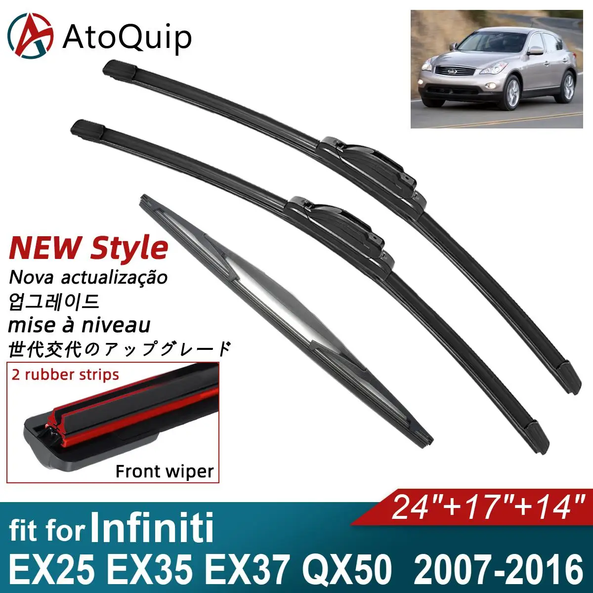 DoubleRubberCarWiperBladesfor20072016InfinitiEX25EX35EX37