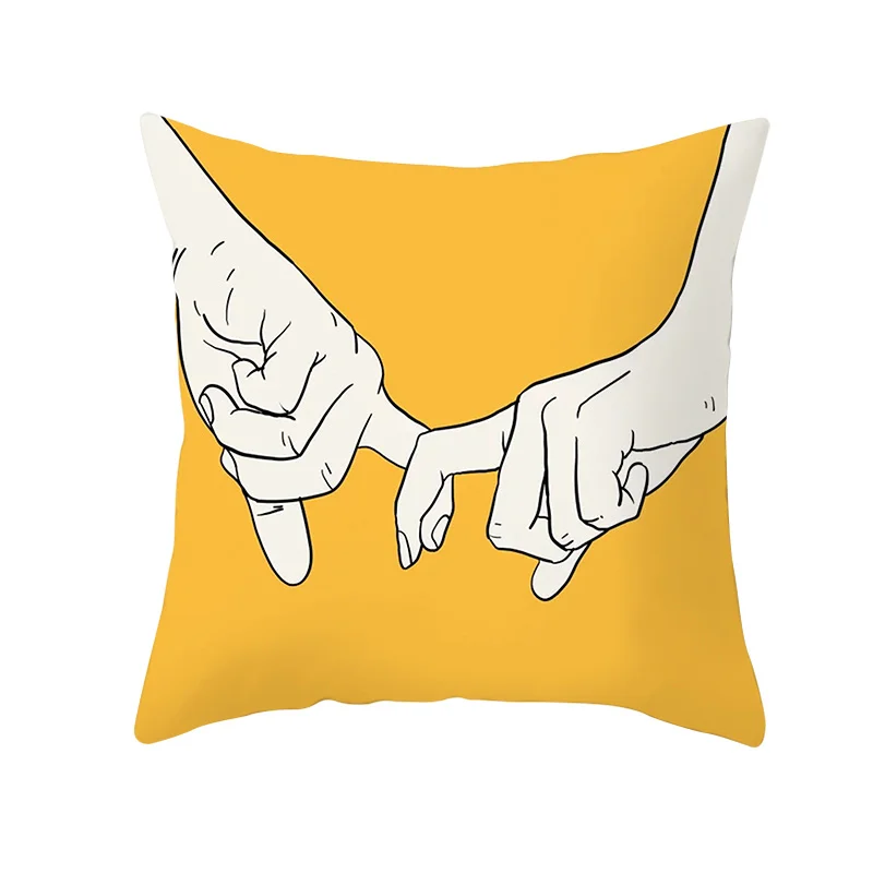 Yellow Black Geometric Pattern Square Cushion Cover Geometry Pillow Case Polyester Throw Pillows Cover For Home Decor 45x45cm 
