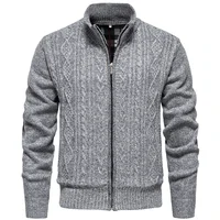 Men Cardigan Sweaters 2024 Autumn Winter New Warm Cashmere Wool Zipper Stand-up Collar Casual Knitwear SweaterCoat Mens Clothes 2