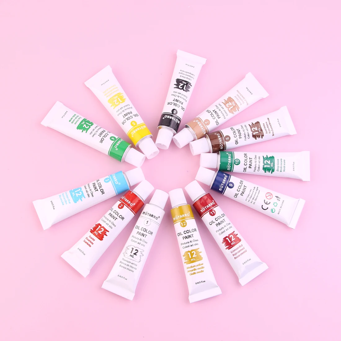 Oil paint 12 Color set in 12ml tubes Rich vivid colors Oil color paint For students Beginners painting supplies