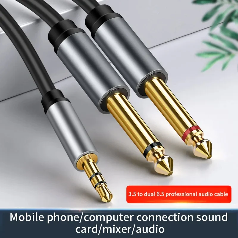 3.5mm to Double 6.5mm TRS Cable AUX Adapter Audio Cable 6.5 Jack to Stereo 3.5 Jack for Mixer Amplifier Speaker 6.35mm Adapter - 2