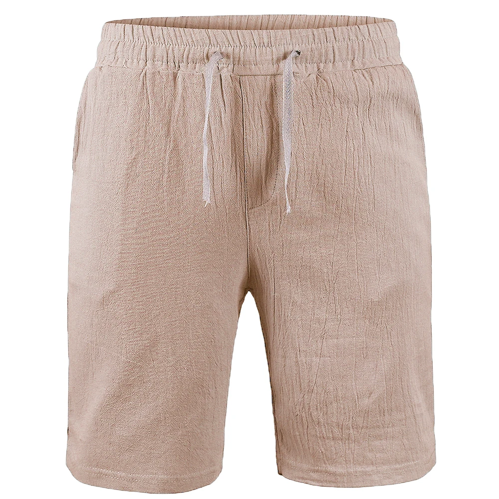 Cotton Linen Shorts Men Five-point Sports Short Breathable Simple Pants Summer Thin Casual Shorts Solid Color Elastic Pant 2