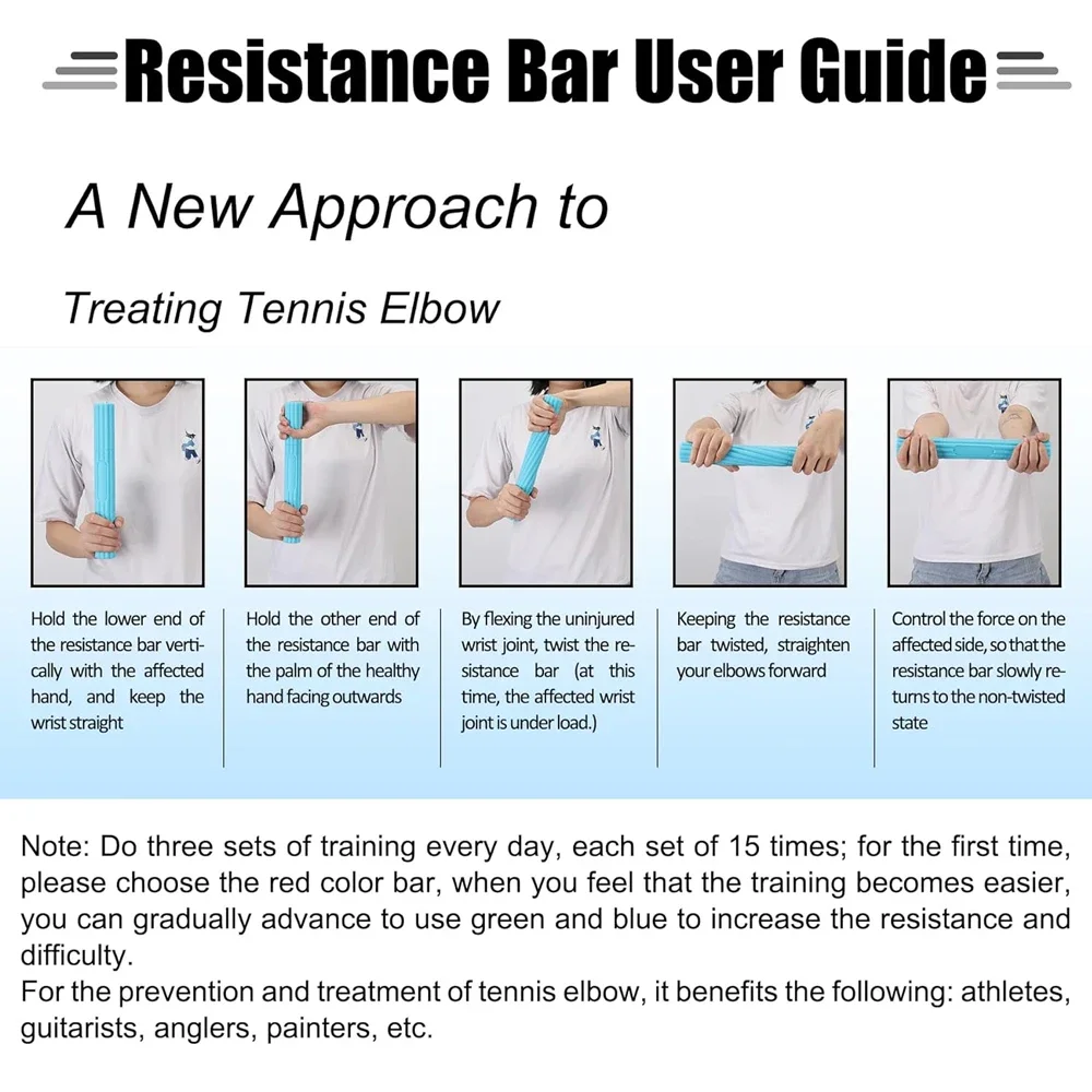 1Pcs Twist Hand Exerciser Bars Physical Therapy Relieves Tendonitis Pain Improve Grip Strength Golfer's Elbow Wrist arm strength trainer