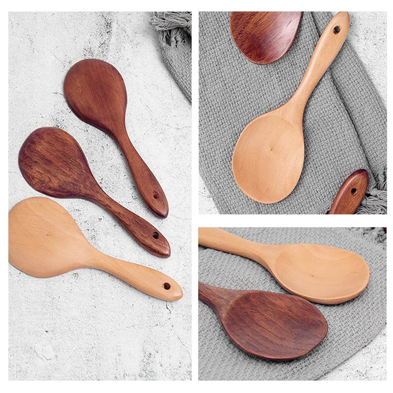 Japanese Wood Rice Spoon Sushi Rice Paddle Spoons Tableware Serving Scoop Wooden Spatula Dinnerware Kitchen Utensils