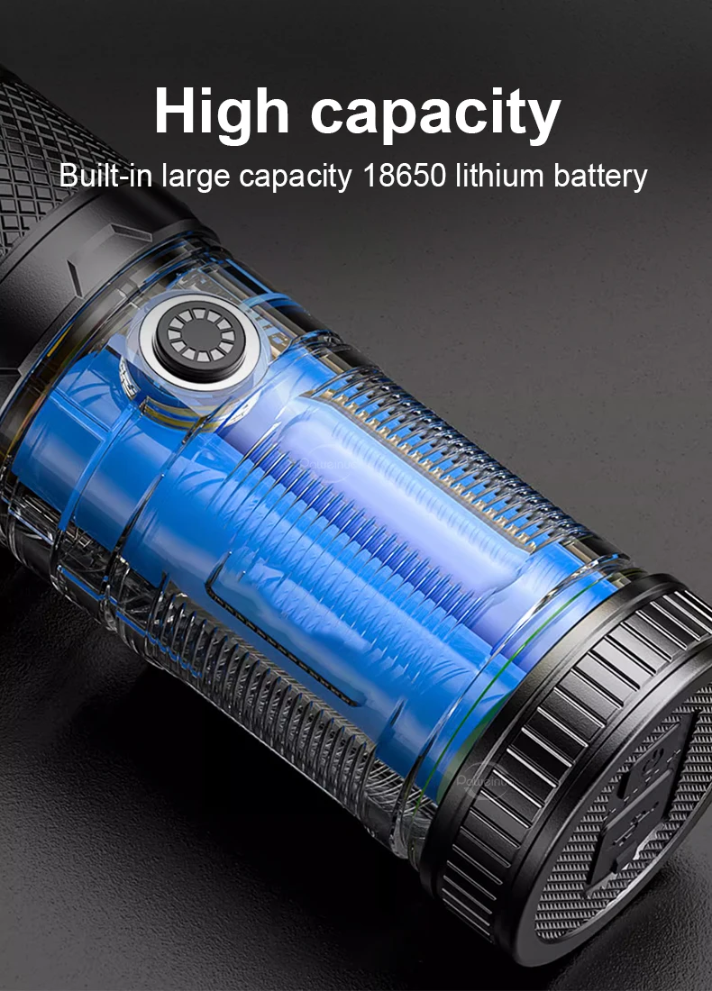 Description Picture 4 of itemHigh Power Led Flashlight Super Bright Spotlight Torch Zoomable Built-in Battery Rechargeable Torch Strong Light Camping Lantren