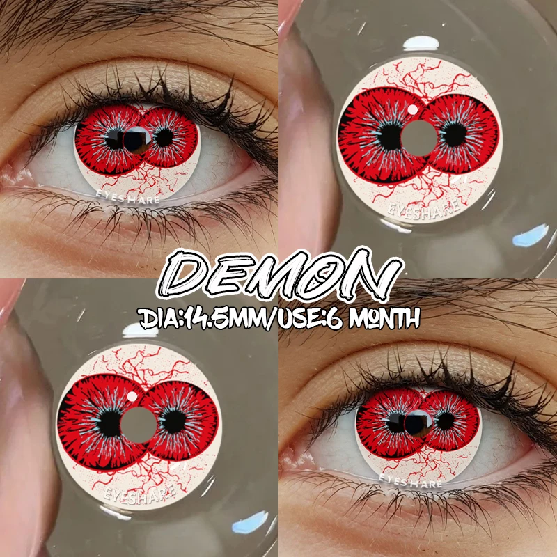EYESHARE Halloween Little Devil Farbkontaktlinsen für Augen Anime Zubehör Cosplay Weiße Linse Pupilentes Schwarze Linsen – Detail 18