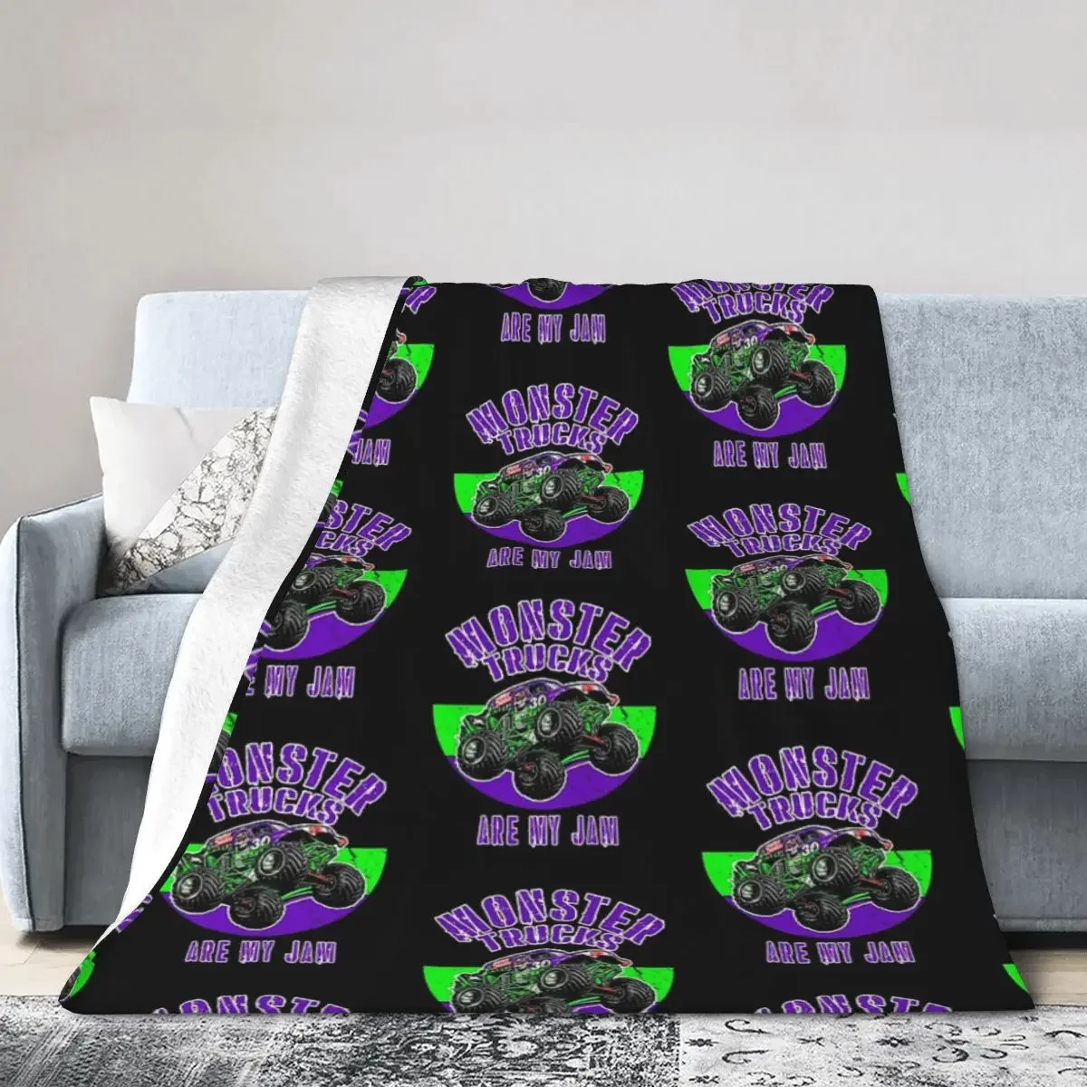 

Monster Truck Are My Jam Grave Digger Vintage Art Blanket Soft Warm Flannel Throw Blanket Bedding for Bed Picnic Travel Home