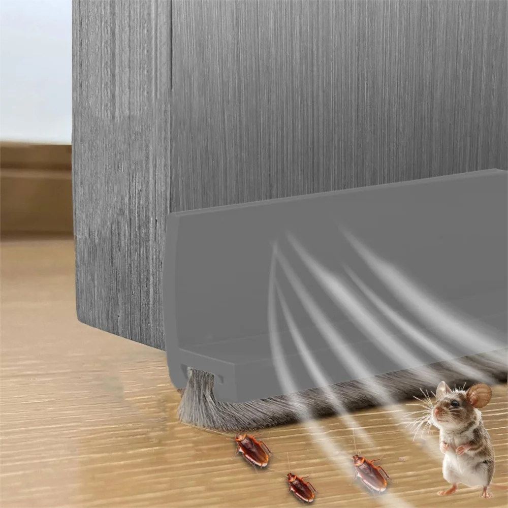Premium Soundproof PVC Door Draft Stopper with Self-Adhesive Brush Design - 100cm Weatherproof Sealing Strip