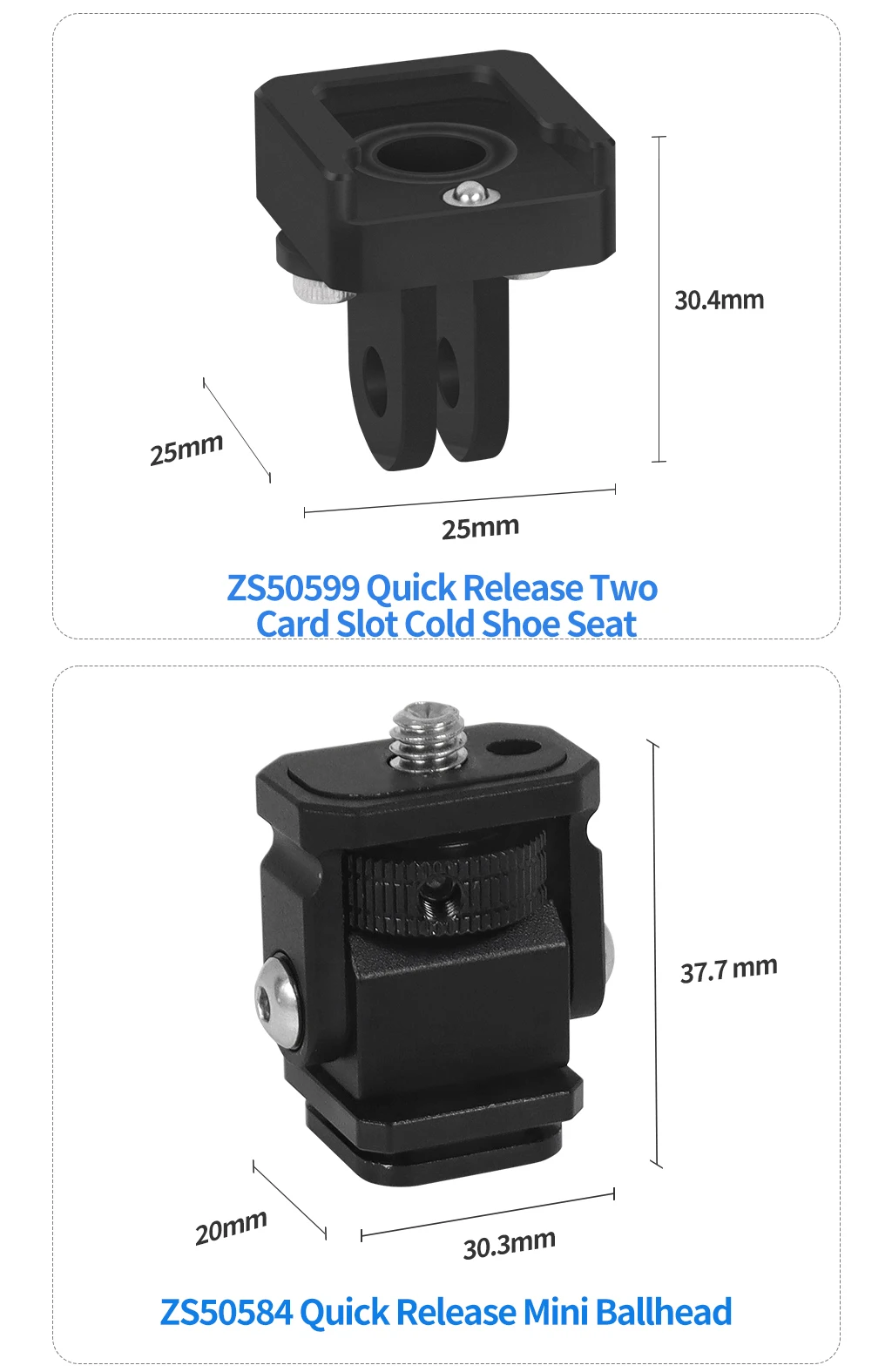 Quick Release Cold Shoe Mount 1/4 Screw for GoPro Hero 13 Insta360 Action Camera