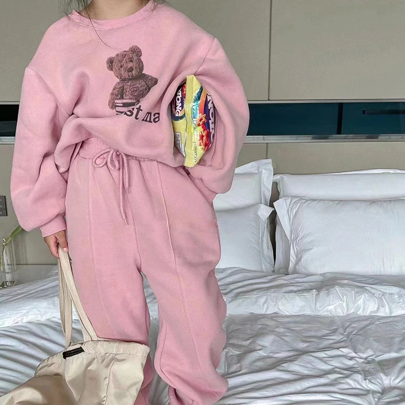 Winter Autumn Girls 2 Pcs Set Toddler Sweat Pullover + Jogger Pants