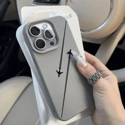 Soft Airplane Line Print Matte PU Leather Phone Case Cover for Redmi A5 (S24841)