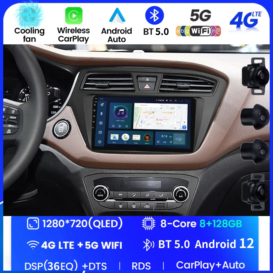 8g 128g Android 12 Car Radio For Hyundai I20 Lhd 2015 2016 2017