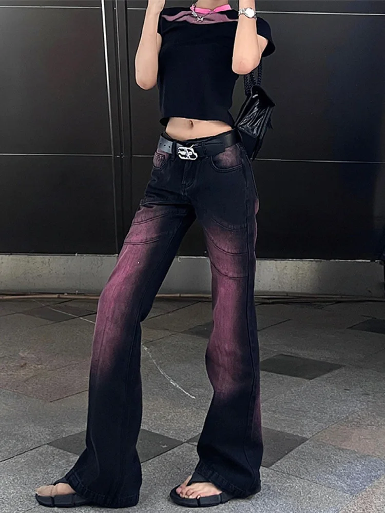 Grape Purple American High Street Elastic Micro Flared Jeans For Women And Men, High Waist Slimming Flared Pants, Long Pants For 4