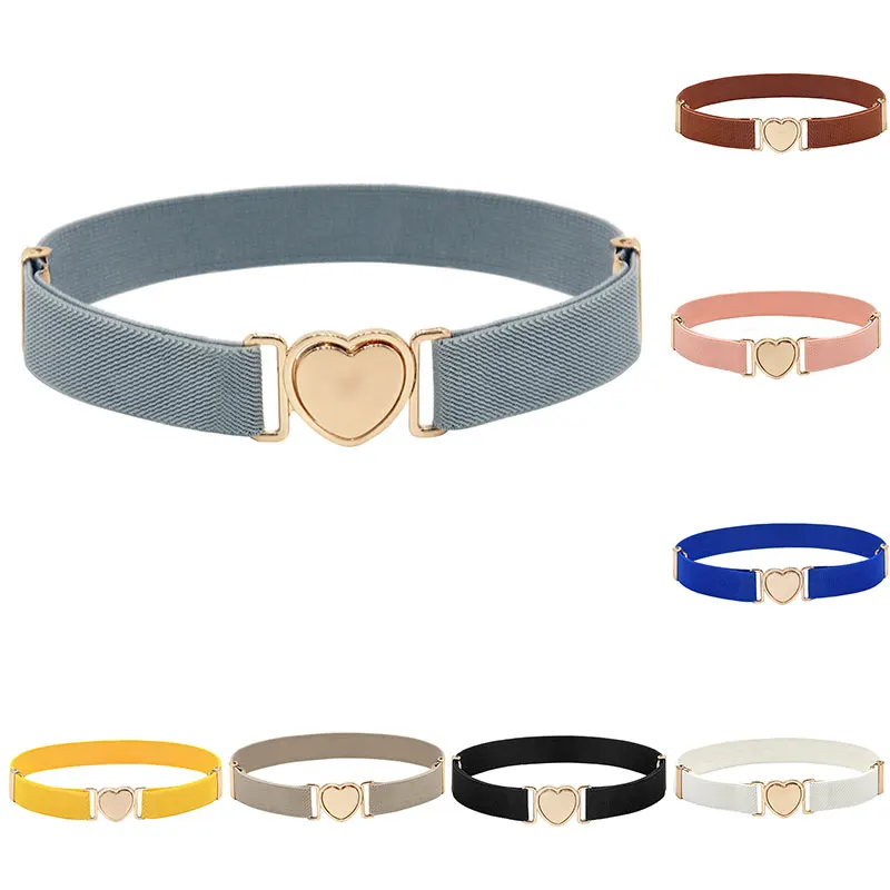 

Children Buckle-Free Elastic Belt No Buckle High Stretch Belt For Kids Solid Color Adjustable Wide Leisure Elastic Waist Belt