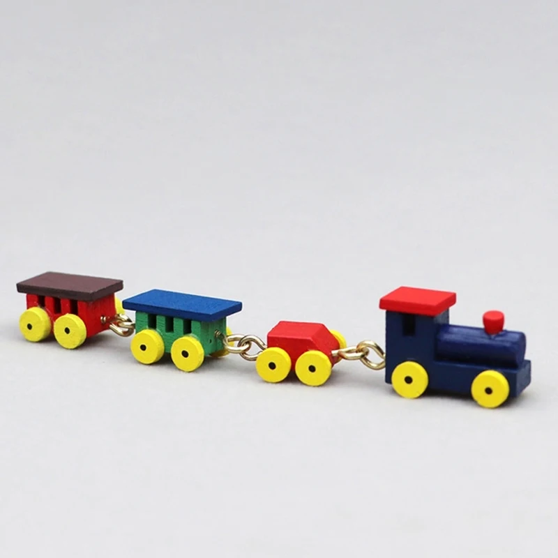 

1:12 Dollhouse Miniature Wooden Train Ornament Home Model Decor Toy Kid Pretend Play Toy Doll House Accessories Toy Train Model