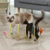 Folded Cat Tunnel S Type Cats Tunnel Spring Toy Mouse Tunnel With Balls And Crinkle Cat Outdoor Cat Toys For Kitten Interactive 3