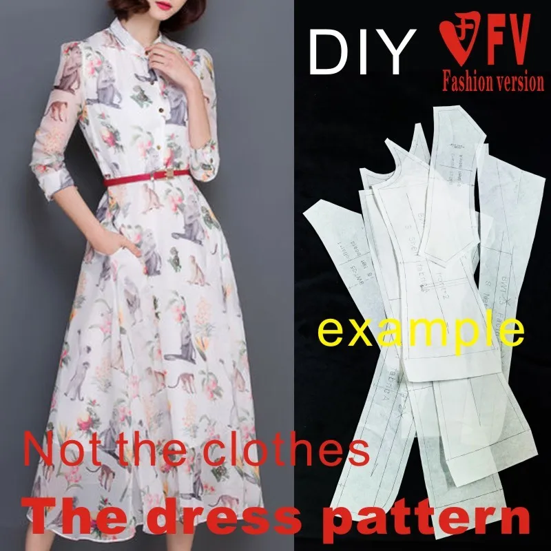 Dress Sewing Pattern Template DIY cutting drawing BLQ-251 sewing template