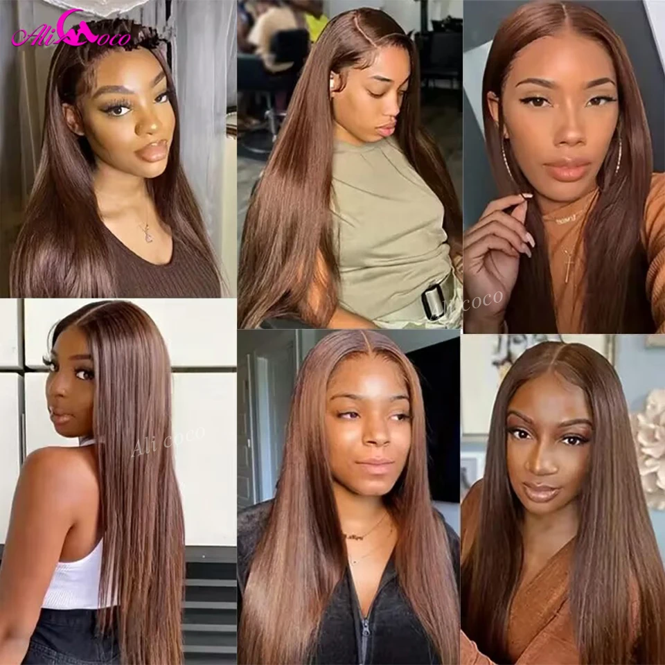 Chocolate Brown Lace Front Human Hair Wigs for Women 13x4/13x6 Lace Frontal Straight Wig Brown Colored 4x4 Closure Remy Wig