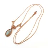 Handmade Rope Braided Macrame Crystal Stone Pendant Necklace For Women Natural Labradorite Weave Adjustable Necklace Jewellery 4