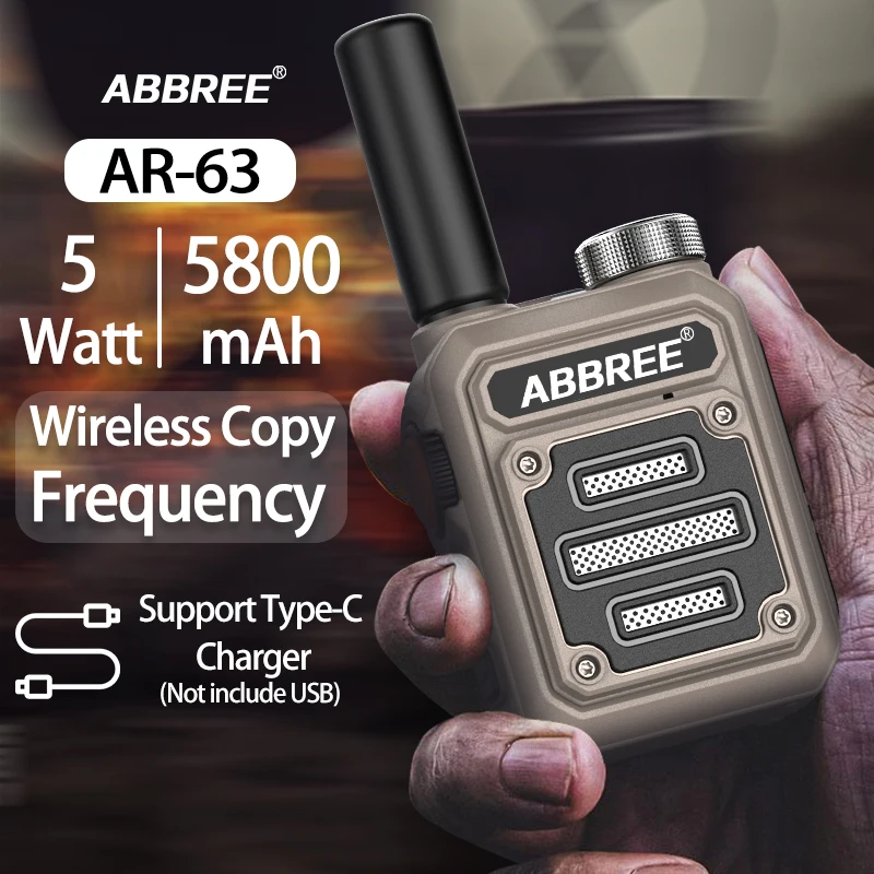 

Портативная мини-рация Abbree Ar-63, беспроводная радиостанция любительской радиосвязи для охоты 50, профессиональный коммуникатор Type-c