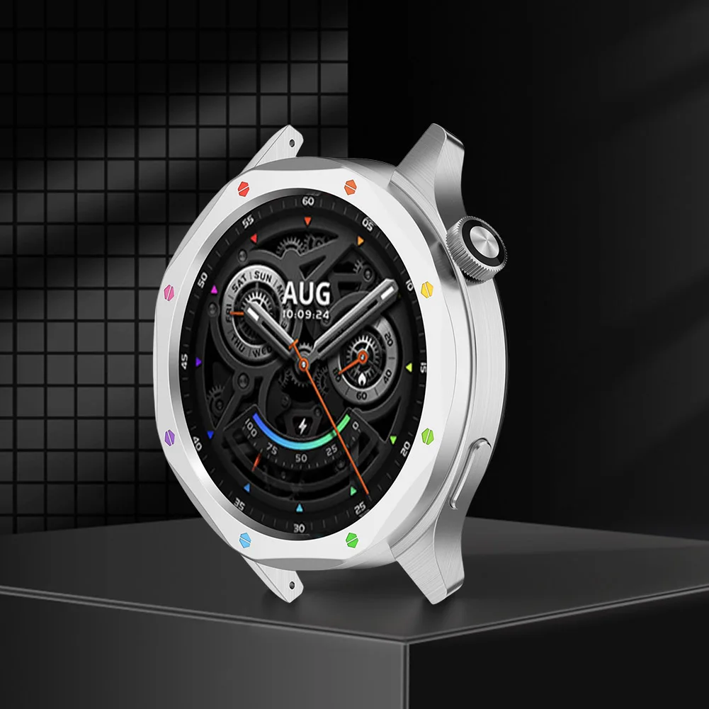Metal Bezel Ring Watch Bezel Shell Tempered Glass Protective Flim Metal Bezel Replacement Case Cover Ring for Xiaomi Watch S4/S3