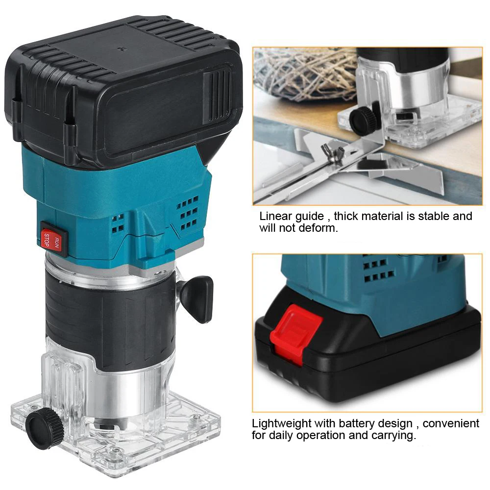 Cordless Lithium Electric Trimmer Woodworking Engraving Slotting Trimming Milling Machine Wood Router For Makita 18V Battery
