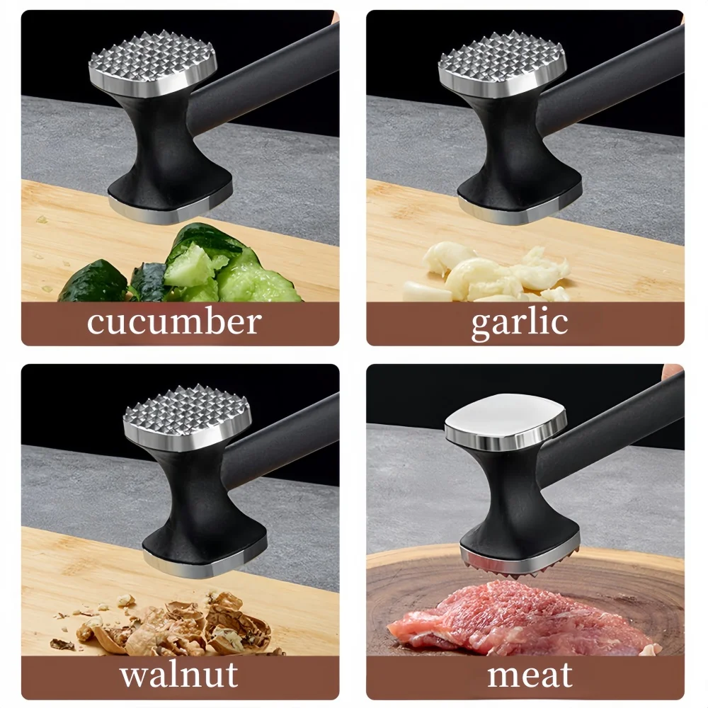 Double Sided Zinc Alloy Meat Hammer Tender,Multifunctional for Meat Nuts Cucumber Pickled Durable Kitchen Tool,meat tenderizer,meat hammer
