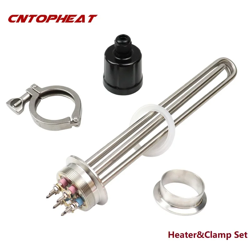 240V 5500W Ultra Low Watt Density Water Heating Element 2 Tri-clamp(OD64)  Stainless Steel Electric Tubular Heater for Brewing