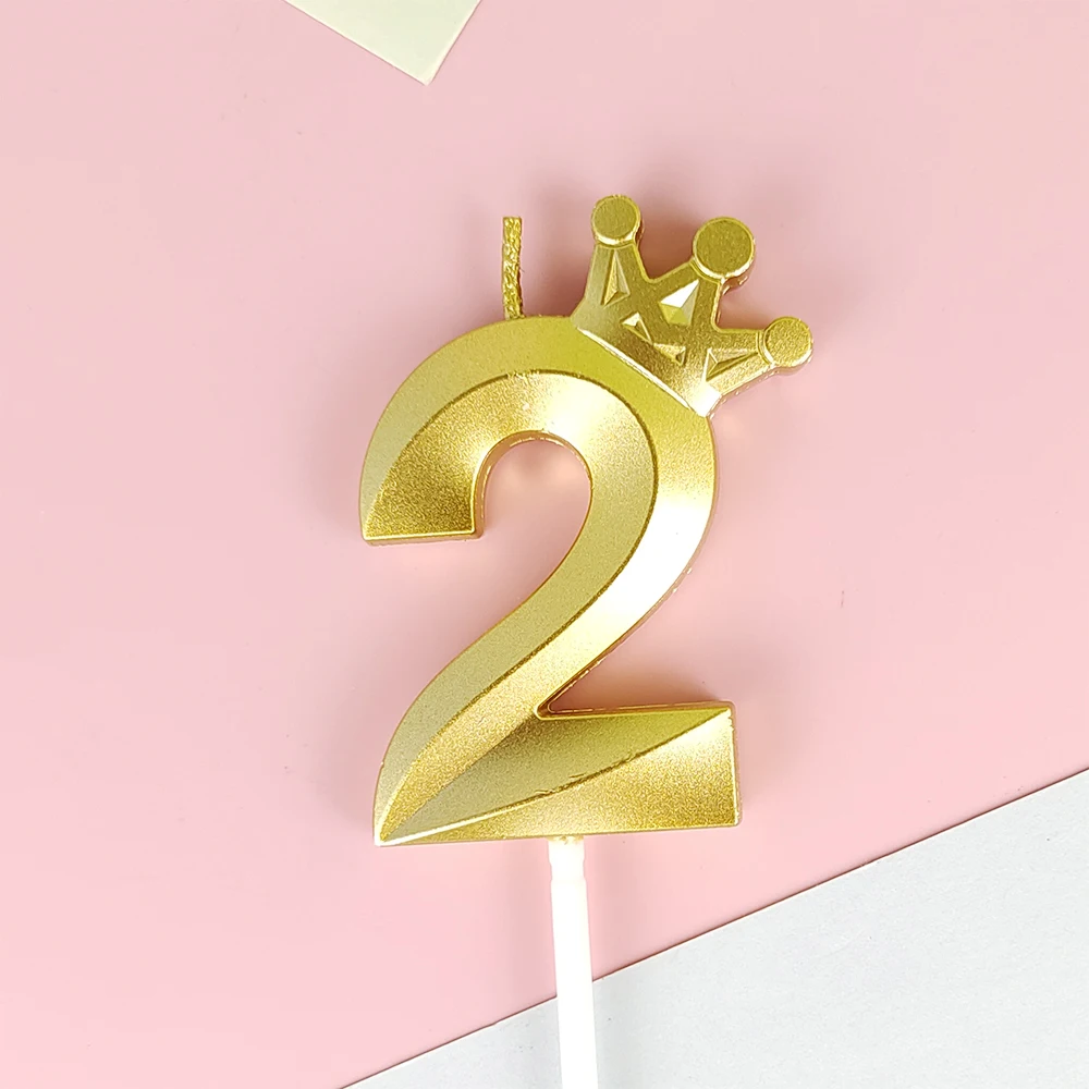 Golden Crown Number Candle for Birthday Celebrations