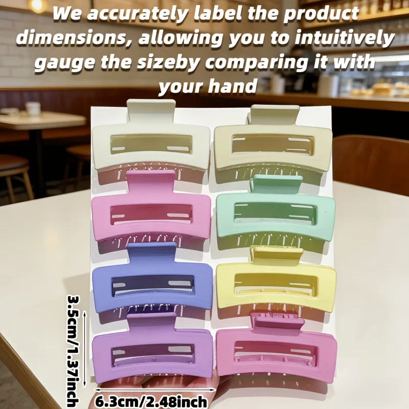 Rainbow Cube Hair Clips - Set of 8, Chic & Colorful 2.56 Square Barrettes