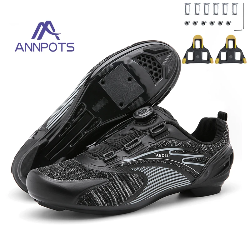Men Cycling Sneakers Women Self-locking Nylon Footwear Off-road Cycling Shoes Mountain Bicycle Shoes Knit Lace-up Racing