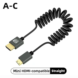 Ultra High - Speed Coiled 8K HDMI Cable with eARC and HDR Support for Cameras, Monitors, and Gaming​​ (Mini HDMI - compatible)