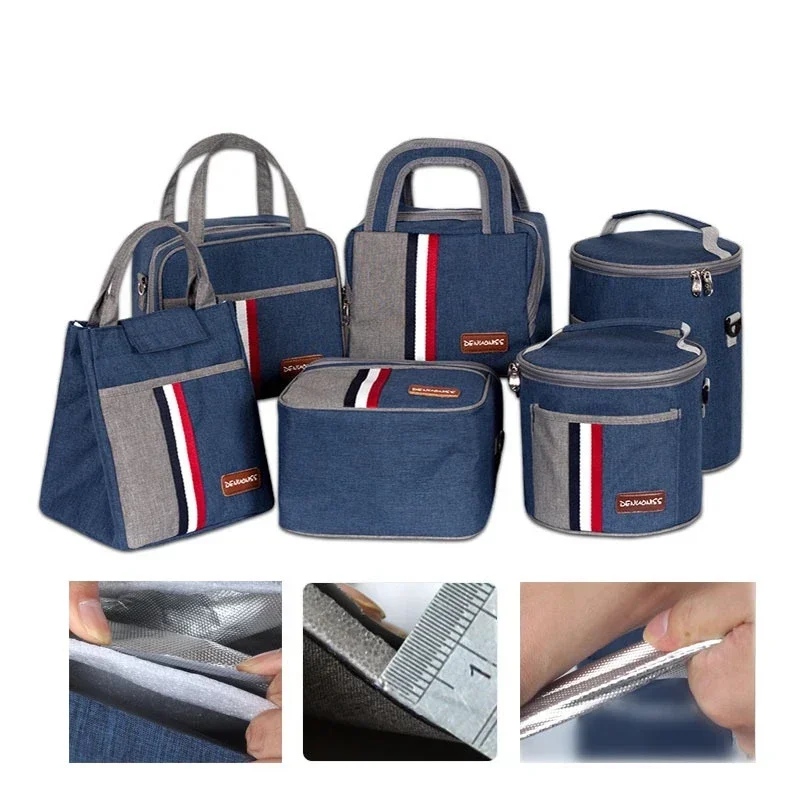 

Portable Lunch Bag Insulated Thermal Food Picnic Handbag Oxford Cooler School Container Waterproof Bento Container Accessories