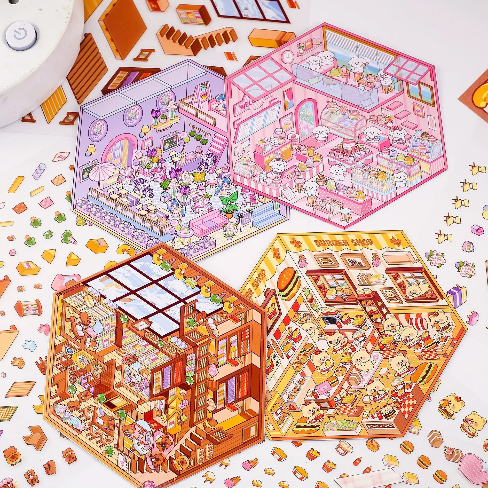 3D Cartoon Miniature Scene Stacking Stickers Gift