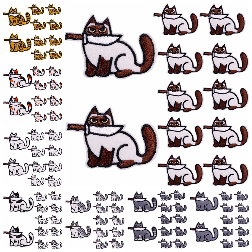 Commercio All'Ingrosso 10 Pezzi Killer Cat Patch Iron On Patch Per Abbigliamento Patch Termoadesive Adesivi Patch Ricamate Animali Cucire Fai Da Te