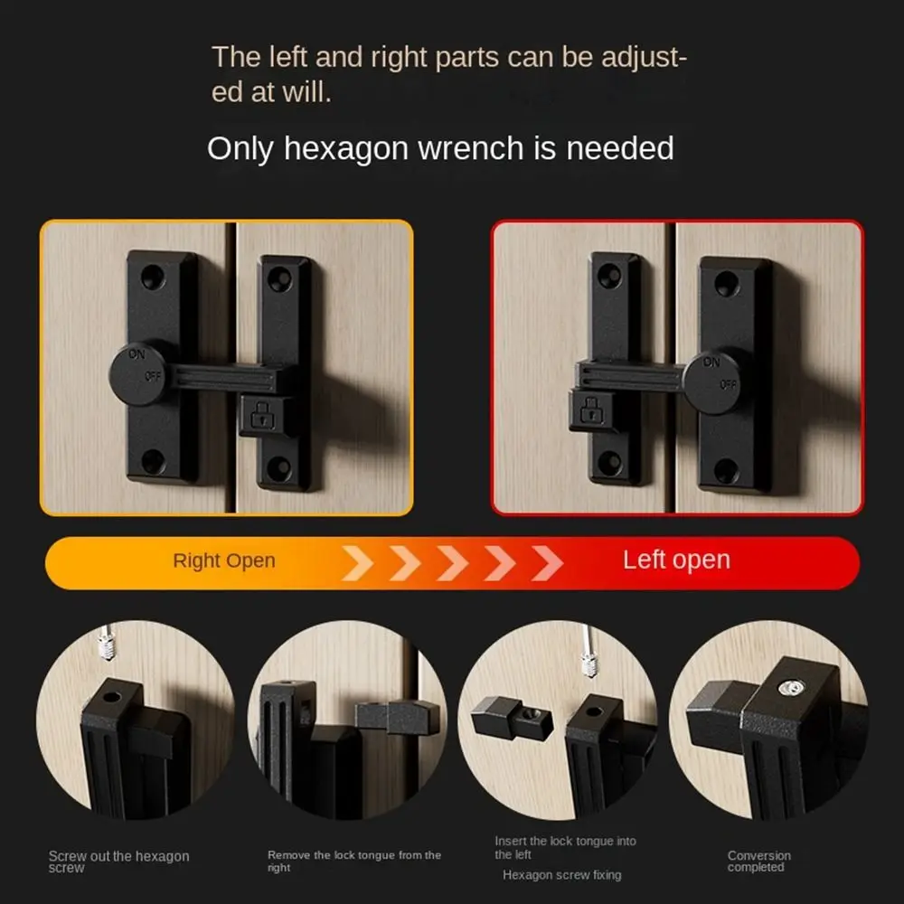 Description Picture 5 of itemHardware Luminous Door Buckle New Zinc Alloy Furniture Door Latch 90°-180° Luminous Door Bolt Cabinet