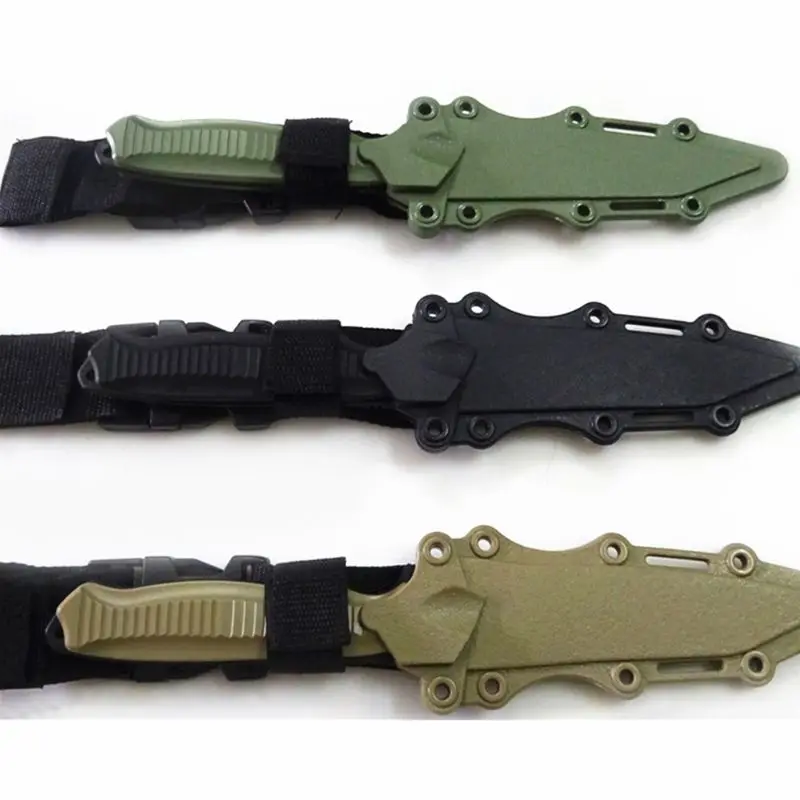 Cosplay Prop Game Knife Retractable Sword Toy Rubber Knife Training Airsoft Knife Rubber with Sheath for Party