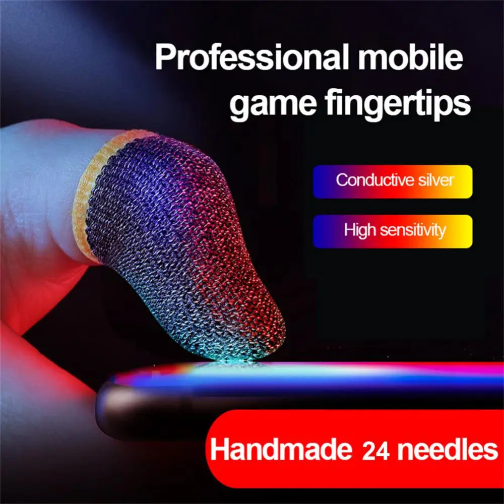 Чифт за PUBG Gaming Finger Sleeve Дишащи върхове на пръстите Устойчиви на пот противоплъзгащи се капаци на пръстите Ръкавици за мобилна игра