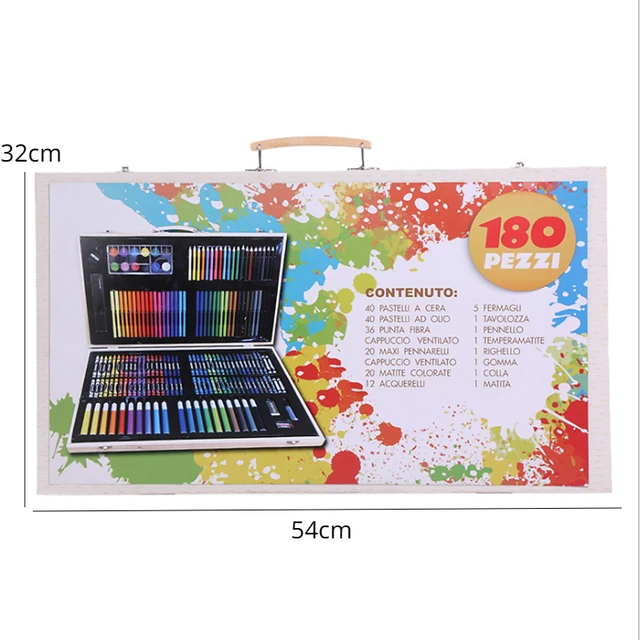 Good Quality 180PCS Professional Drawing Paint Art Set For Kids Children  School Wood Art Set