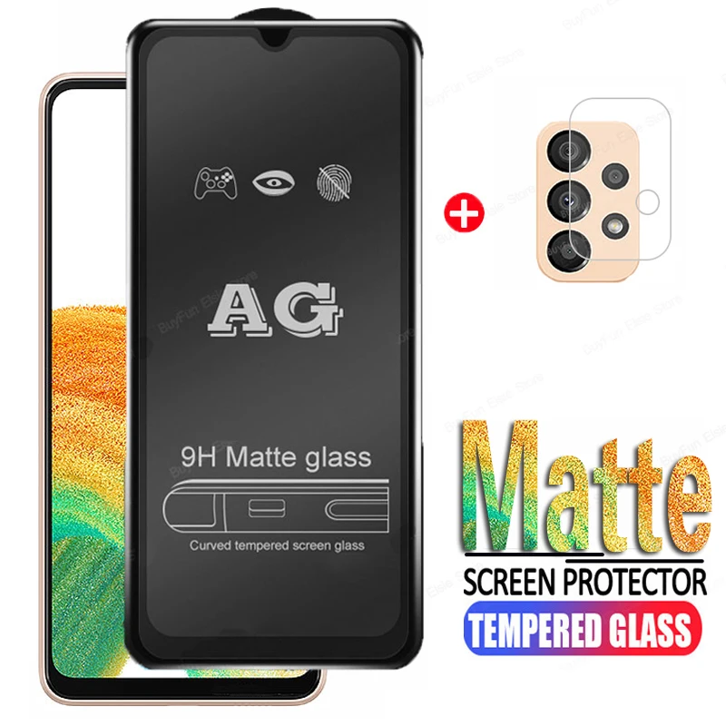 2 In 1 Matte Tempered Glass For Samsung Galaxy A33 5g Full Glue Screen
