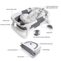 Foldable Baby Bath Tub with Cushion and Thermometer Set