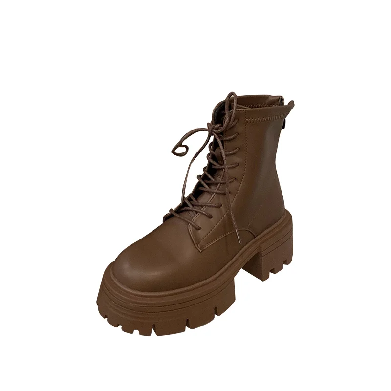 

Женские ботинки с круглым носком, женские ботинки-женские резиновые ботильоны на высоком каблуке, Лолита рок 2023, римская ткань на шнуровке, без застежек, полиуретан