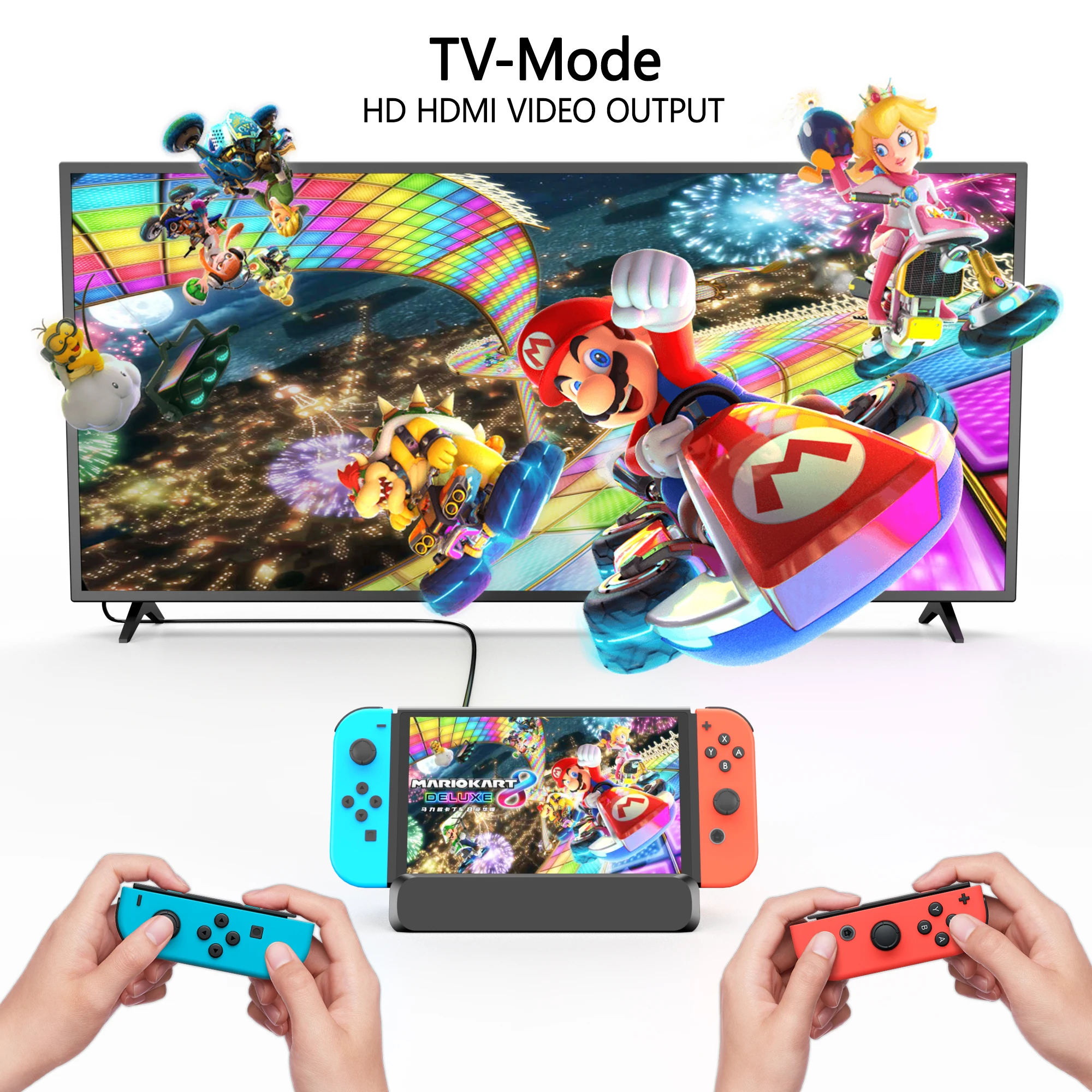 Switch Docking Station para Nintendo Switch Adaptador de tv Oled Hdmi 1000 Mbit Rj45 Ethernet Lan tipo c Hub em 1 - Imagem 3