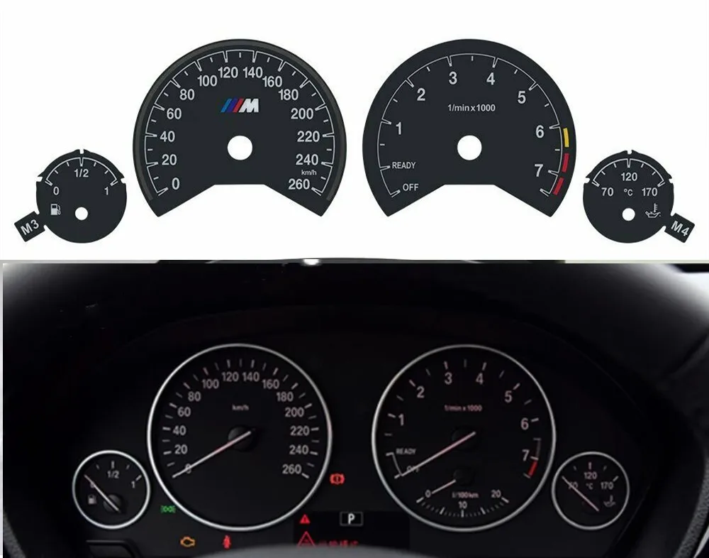 GAUGE FACE OVERLAY PLATE FOR BMW 3 4 SERIES F30 F31 F32 F33 F34 F36 3M SPEEDOMETER INSTRUMENT CLUSTER 330KM/H 260KM/H