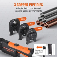 VEVOR – Kit d'outils de presse, outil de sertissage de tuyaux électriques avec mâchoires M15 M22 M28 avec batterie 4,0 ah, outils de sertissage de tuyaux, étui de transport 3