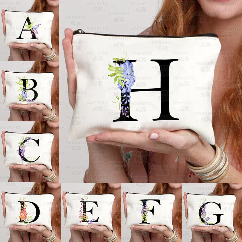 

26 Black Fonts Bag Organizer Cosmetic Toiletry Bag Style Women's Makeup Printed Children's Travel Bag Lip Rouge Makeup Brush Bag