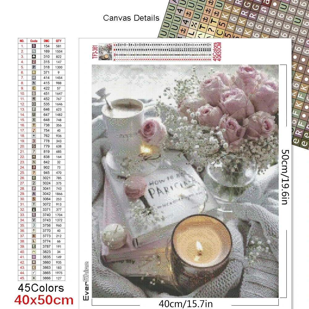 Diamond Painting Evershine Flower Pink Full Square Round Diamond Embroidery Coffee Cup Cross Stitch DIY Wall Decor