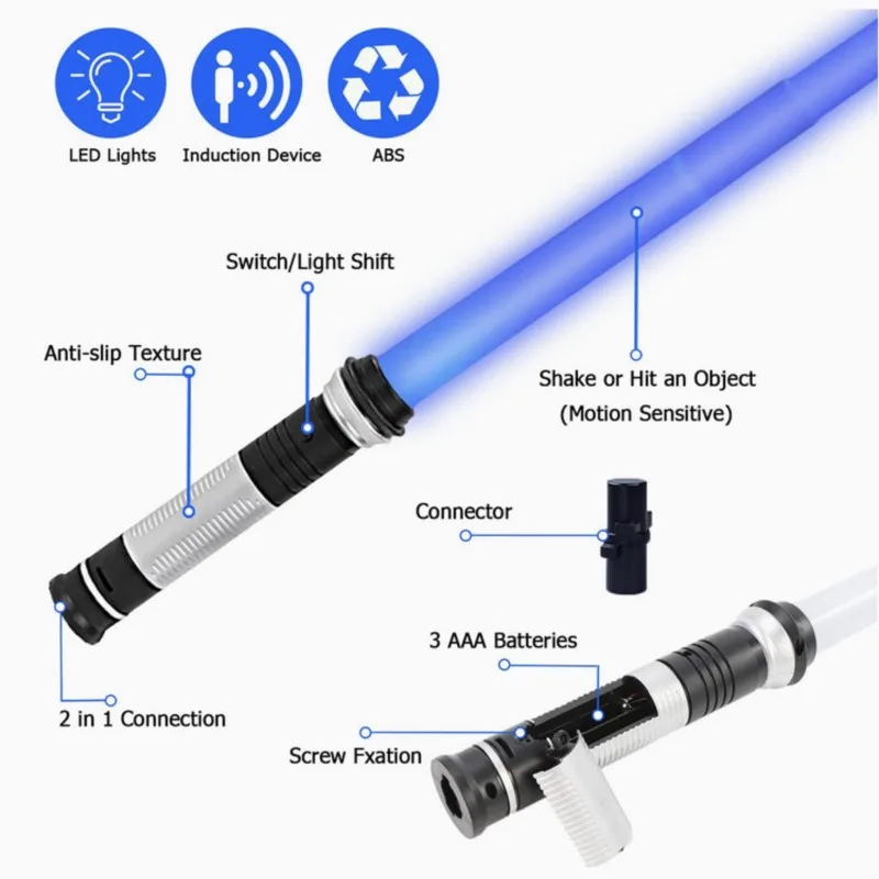 TOY Life Light Up Saber - 3 Pack Lightup Sabers, Extendable & Collapsable  Light up Saber Sword, Saber Toy Set with Motion Sensitive FX Sound, Galaxy